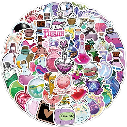 50Pcs Magic Stickers Laptop Car Scrapbook Phone Skateboard Computer Anime Magic Stickers Vinyl Waterproof Aesthetic Personalised Stickers for Teens Boys Girls Adults Children