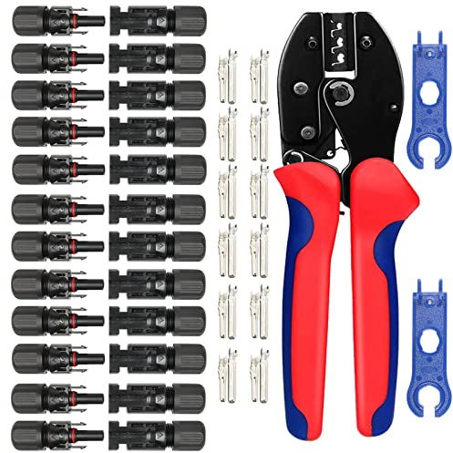 12 pares de enchufes solares + pinza de prensado solar 2,5/4/6mm² macho/hembra fotovoltaico conector para conector, cable, hembra, sistema solar