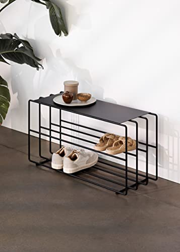 Metallbude Schuhregal NEVA Schwarz - Schuhbank aus Metall - Perfekt für Deine Gaderobe - Kratz-, Stoß- & Schlagfest - 80x30x41 cm