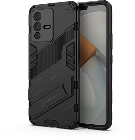 ESTH® Case for vivo V23 5G with Expanding Stand and Shockproof TPU Bumper, [Military Grade Anti-Fall Protection], Cover Compatible with Magnetic Car Mount, Black