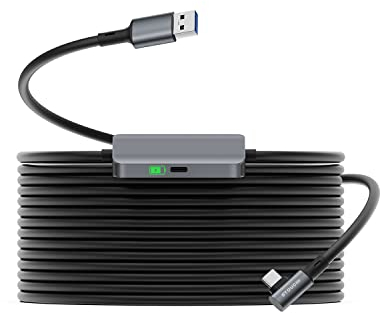 5M Link Cable Compatible with Meta Quest3/Quest2/Pro/PICO 4/Neo,Stouchi with Separate Charging Port for Ultra-Durable Power Supply,High Speed USB 3.0 Type A to C Data Transfer Link Cable for Gaming PC