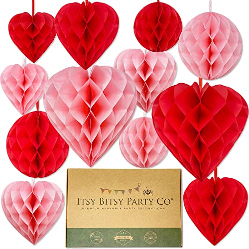 Premium Wiederverwendbare Valentinstag Deko - Deko Herz - Valentin Deko, Muttertag Deko, Hochzeitsdeko, Heiratsantrag Deko, Verlobung Deko - Romantisch Herzen Deko - Deko Rot & Rosa - Valentines Day