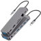 13 in 1 USB Tipo C Hub Multiport Adattatore Dongle Docking Station Alluminio 2 HDMI 4K, RJ45 Gigabit Ethernet, VGA, USB C 100W Ricarica/Dati, 3.5 Aux, 4 USB 3.0, Lettore SD/TF, Thunderbolt per