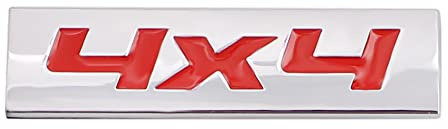 4 x 4 Emblem Auto Kotflügel Kofferraum Heckklappe Aufkleber Autoaufkleber (Silber Rot)