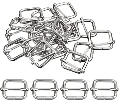 sourcing map Metall Gürtelschnalle 13x20x3.8mm, 30 Pcs Silber Leiterschnalle Kohlenstoffstahl Schiebeschnalle Taschenzubehör zum Nähen für Handtaschen, Geldbeutel, Rucksack Reparatur
