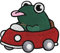 Urbanski Patch Lustiger Frosch im Auto zeigt Zunge zum Aufbügeln 6,4 x 7,4 cm | Aufnäher Applikation Bügelbild