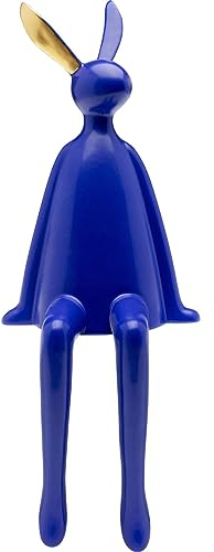 Kare Design Deko Figur Sitting Rabbit, Blau, Hase, Keramik, Handgearbeitet, Unikat, 35x15x15cm (H/B/T)
