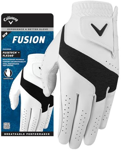 Callaway Golf Fusion Handschuh (Standard, Größe L, Weiß/Anthrazit, auf der rechten Hand getragen)