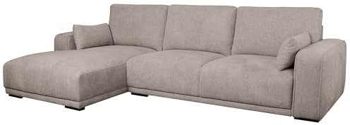 Furnhouse California L-Form Ecksofa Links Creme Beige – Hochwertiger Stoffbezug, Skandinavisches Design, Taschenfederkern, Bequeme Polsterung, Modernes Wohnzimmersofa mit Ottomane