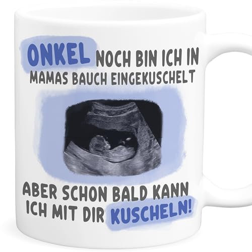 Tasse mit Ultraschallbild zum Schwangerschaft verkünden Du wirst Onkel Überraschung personalisierte Fototasse mit eigenem Ultraschall Foto Geschenk Kaffeetasse aus Keramik 330 ml