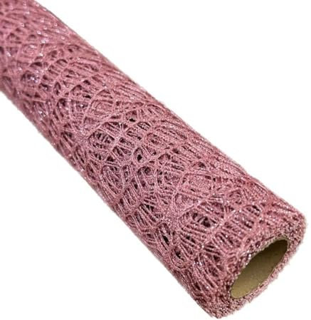 Generico Rotolo Polycotton Rete Spider 50 cm x 5 Yards 4,60 Metri | Effetto Ragnatela Ragno Composizione Fiori Floreale bomboniere (Rosa Antico Glitterato)