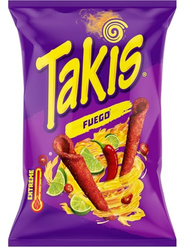 TAKIS - Mais-Snack Süßer Chili - 1 X 100 G | Frittierte gerollte Chips auf Maisbasis, krosse Struktur, intensiver Chiligeschmack, perfekt zum Dippen