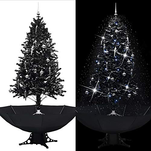 Camerina Schneiender Weihnachtsbaum mit Schirmfuß Schwarz 190 cm PVC Kunst Tannenbaum Weihnachtsbaum Schnee