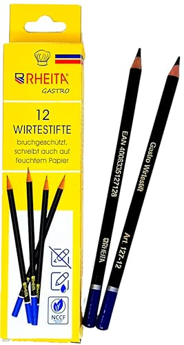 RHEITA Wirtestifte 12 Stück in Pappschachtel, bruchgeschützt, schreibt auch auf feuchtem Papier