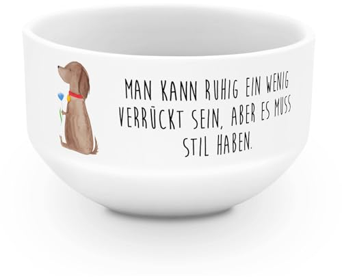 Mr. & Mrs. Panda Müslischüssel Hund Blume - Geschenk, Suppenschüssel, Müslischale, Hunde, Müsli Schalen, salatschälchen, dessertschale, Sprüche, Süß, Stil, Haha