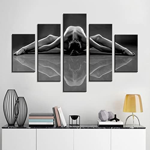 Leinwand Wandkunst Modulare Bilder Wohnkultur 5 Stücke Yoga-Fitness-Übung Ohne Rahmen 200 X 100 Cm Gemälde Wohnzimmer Hotelrestaurant Kinderzimmer Schlafzimmer Hd Gedruckt Animation Poster