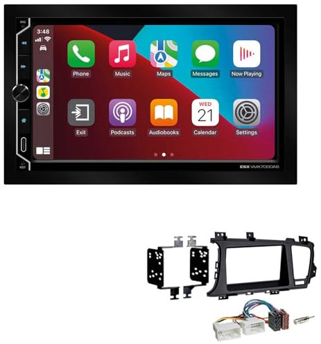 ESX VMX700DAB 2-DIN Autoradio kompatibel mit Wireless Apple CarPlay Android Auto Bluetooth DAB+ passend für KIA Optima ab 2012 schwarz