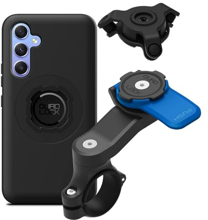 Quad Lock Support Téléphone pour Guidon de Moto avec Amortisseur de Vibrations et Coque MAG pour Galaxy A54