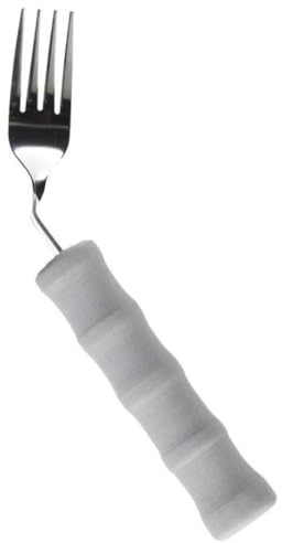 Homecraft - Cubiertos ultraligeros y compactos, para personas con agarre reducido (tenedor, cuchara, cuchara, cuchillo, cuchillo curvado) (tenedor curvado para zurdos)