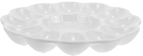 MAGICLULU Easter Deviled Egg Platter Ceramic Easter Egg Holder Deviled Easter Serving Egg Dish Egg Tray Chicken Egg Holder for Deviled Eggs 8.14inch
