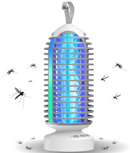Dnenellr Lampada Antizanzare da Esterno 3 in 1, 4000 mAh Zanzariera Elettrica Ricaricabile USB, IPX5 Impermeabile, Lampada Zanzare per Esterno ed Interno, Balcone e Campeggio