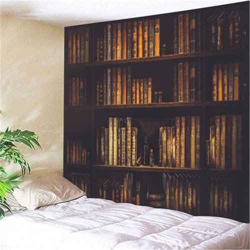 Wandteppich Vintage-Bücherregal 180x230 cm Wandteppiche Buch Bibliothek 3d Druck Wandbehang Tapisserie Wandtuch für Wohnzimmer Schlafzimmer Wohnheim Wanddeko a-3293