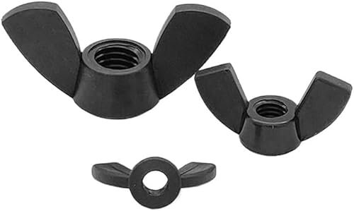 Flügelmuttern, Schmetterlingsmutter, Flügelmuttern, 2/5/10 Stück M3 M4 M5 M6 M8 M10 M12 Schwarze Flügelmutter mit der Hand festziehen Daumen-/Schmetterlingsflügel-Kunststoffmutter Hardware-Mutter(Blac