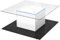 WEALTHOUSE Table Basse contemporaine avec Surface en Verre sécurisée, Structure géométrique Centrale, éclairage LED Personnalisable, mobilité optimisée par roulettes, Finition Lisse Effet Miroir