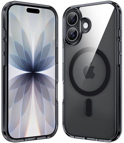 Supdeal Magnetisch Klare Hülle für iPhone 17, Kompatibel mit MagSafe, Nie Vergilbung Schutzhülle, Transparent rutschfeste und Stoßfeste Handyhülle in Militärqualität, 6,3, Schwarz