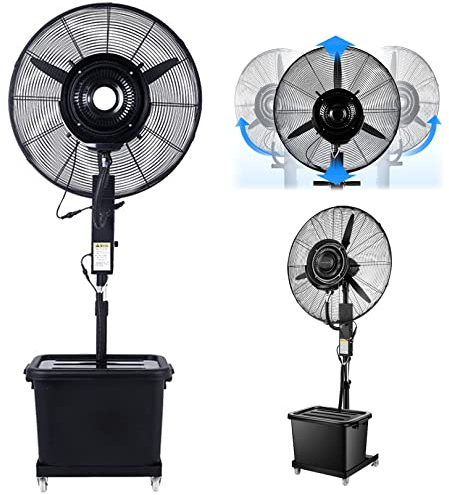 Ventilatore nebulizzatore regolabile in altezza con 3 modalità di ventilazione per raffreddamento esterno