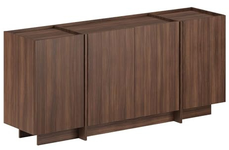 Moderner Konsolentisch, Milano Walnut, 180 x 80 x 45 cm | 100% melaminbeschichtete Spanplatte, 18 mm dick | Soft-Close-Scharniere, mehrere Regale, stilvoll & funktional für Zuhause & Büro