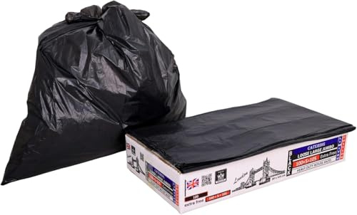 Extra Large Black Commercial Bin Bags 100L – 105 Pack (100 + 5 Free) Heavy Duty Refuse Sacks for Garden, Household & Business Waste 80 x 105 cm