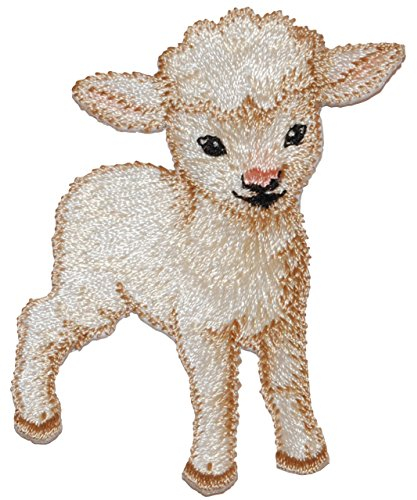 alles-meine.de GmbH 1 Stück Bügelbild - Schaf/Lamm Steht - 5,3 cm * 7 cm - Aufnäher & Applikation - gewebter Flicken - Bügelflicken/Hosenflicken - Bügelsticker - Schafe..