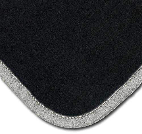 Bär-AfC Auto Fußmatten Classic passend für Audi A5 2007-2017, Autoteppiche Nadelvlies Schwarz, Rand Kettelung Silber, Set 4-teilig, AU05309
