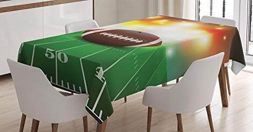 ABAKUHAUS Braun Grün Tischdecke, Gras-Rasen-Feld-Team, Wasserfest Waschbar mit Klar Sichtbaren Farben kein Verblassen Personalisiert, 140 x 200 cm, Braun Grün