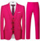 Allthemen Costume Homme Mariage 3 Pièces Slim Fit Smoking Costume Couleur Unie Deux Boutons Formel Veste Gilet et Pantalon Rosé S