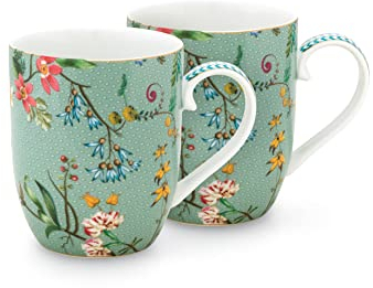 PIP STUDIO 51002247 Jolie Flowers Blue Becher mit Henkel klein Set2