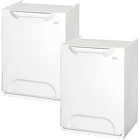 Pack de 2 papeleras de reciclaje en polipropileno color blanco, con depósito en el interior 40 L totales