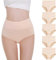 Falechay Unterhosen Damen 5er Pack Baumwolle Hohe Taille Unterwäsche Slip Hautfarbe,XL