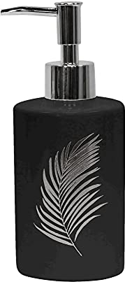 Suavidad Interior, dispensador de jabón (diámetro 7,4 x 17,9 cm) Orbella Negro/Plata, Cerámica Impresa Plata