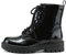 SODA Fest – Stiefelette mit Stollensohle, zum Schnüren mit seitlichem Reißverschluss, Schwarzes Kroko-Patent., 40.5 EU