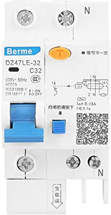 Disjoncteur à Courant Résiduel 1P+N C32 Disjoncteur RCCB 30mA 230V