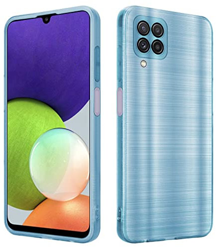 Cadorabo Hülle kompatibel mit Samsung Galaxy A22 4G Schutzhülle TPU Silikon Case Brushed Design mit Kameraschutz Slim Kratzfest Weiche Gummi mit Rundumschutz Case Hülle für Galaxy A22 4G in Türkis