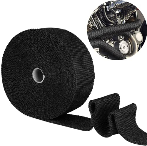 Hitzeschutzband Basaltfaser Auspuffband,Hitzeschutzband Basaltfaser Hitzeschutzband Auspuff Schwarz,Hitzeschutzband Schwarz Auspuffband,für Fächerkrümmer Thermoband Krümmerband(Schwarz)