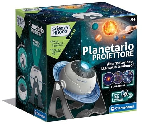 Clementoni - Science Lab-Projecteur des étoiles, Super-Jeu Scientifique Enfants 8 Ans, Planétarium Lumineux Astronomique Constellations, Planètes Système Solaire, Galaxies, Couleur Italienne, 19338