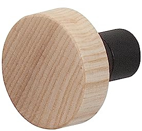 Tiger Sem Haken, Handtuchhaken aus Einer Kombination aus Edelstahl und Holz, Farbe: Schwarz/Eiche, Wandhaken zum Schrauben