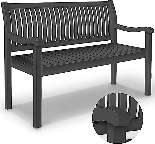 tillvex Gartenbank Holz 2-3 Sitzer inkl. Abdeckung wetterfest 125 cm | Parkbank Massivholz | Balkonbank Sitzbank 320 kg belastbar | Holzbank Gartenmöbel für Balkon, Terrasse & Garten