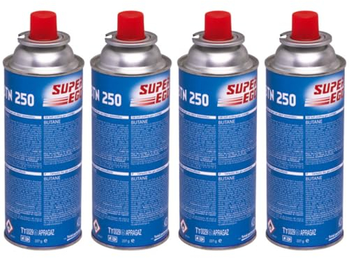 KROWN - Pack de Cartuchos K-250 de Gas Butano 227g para Hornillos Quemadores, Cartucho de Gas para Camping K-250, Bombonas (4 Unidades)