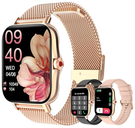 Colesma Smartwatch für Damen mit Telefonfunktion,Fitnessuhr für Android iOS Nachrichtenerinnerung Fitness Tracker 1.69 HD Touchscreen Sport Uhr mit Schlafmonitor