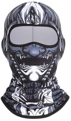 AYEXO Sturmhaube mit Totenkopf-Aufdruck, Skimaske, Sturmhaube für kaltes Wetter, Outdoor-Sport, Halloween-Kostüm, Maske für Horror-Party, Schwarz , Einheitsgröße